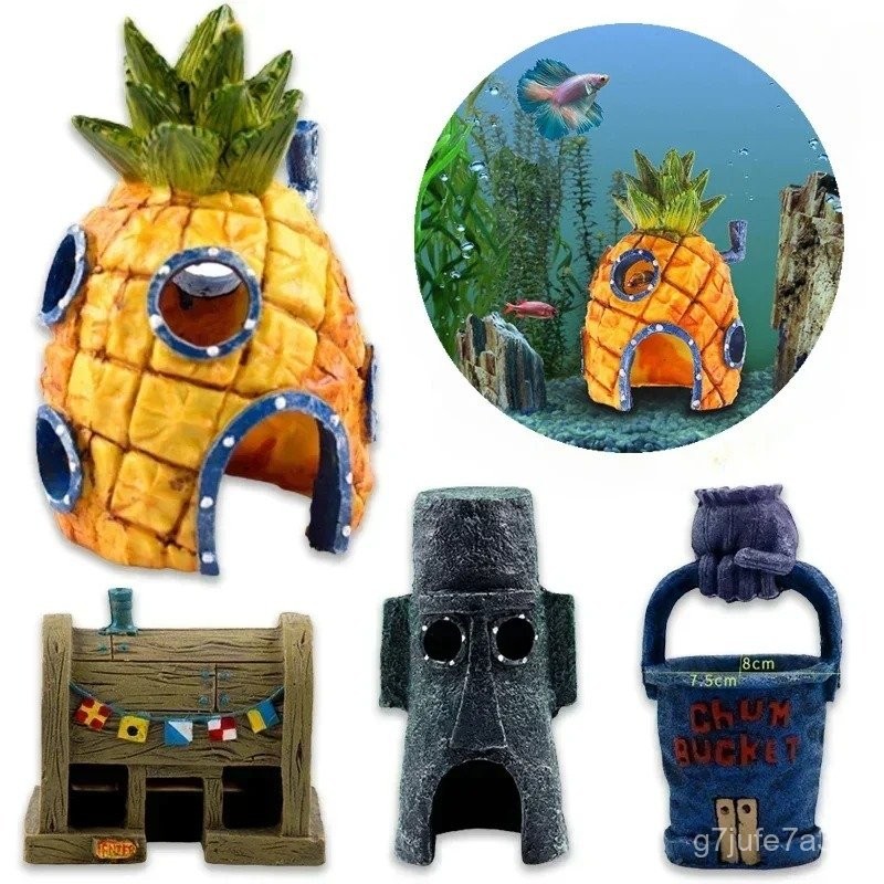Aquarium Decoration Landscaping Accessories Fish Tank Aquarium Decoration Cartoon Character Pineappl