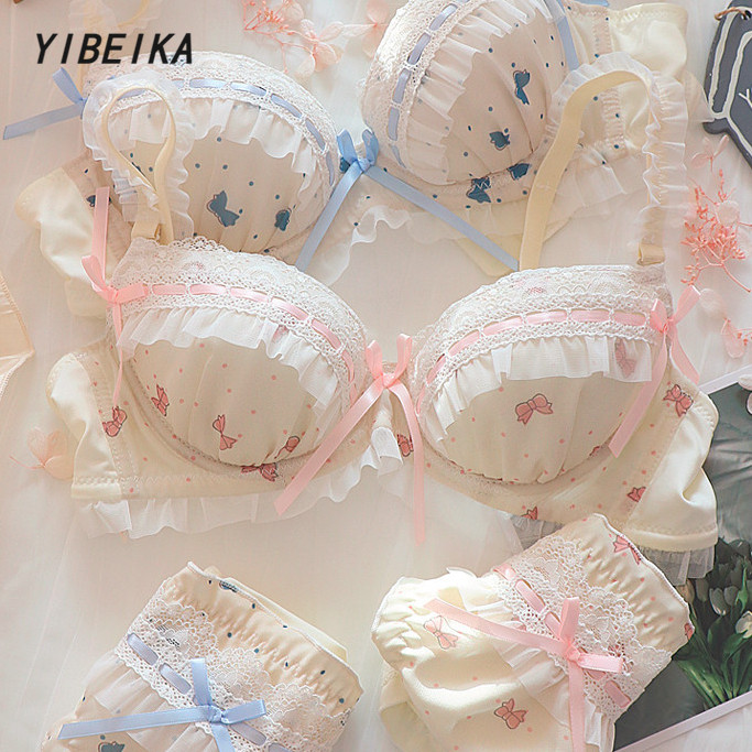 ลูกไม้ น่ารักน่าหยิก ชุดชั้นใน ญี่ปุ่น ด้วย เหล็ก bra+panty