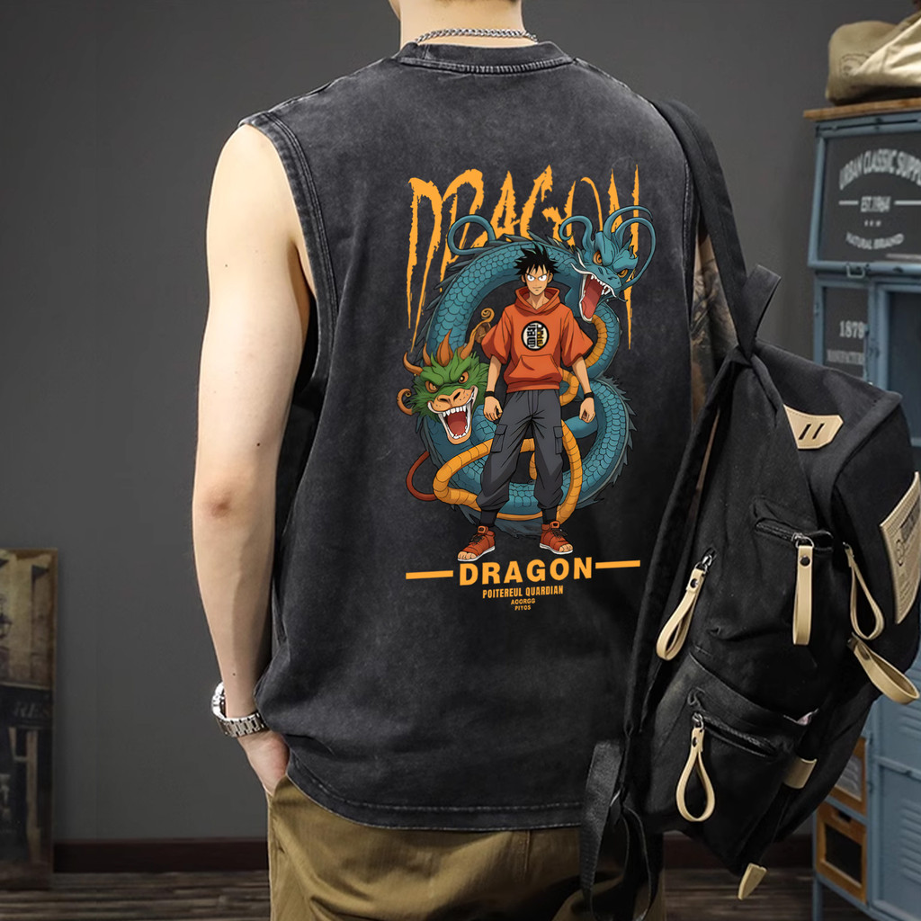Sea.Tee[COD] เสื้อยืด oversize เสื้อแขนกุด cotton100% 'Dragon Ball' วินเทจ แขนกุด เสื้อยืดคอกลมแขนกุด ผู้ชาย 2025