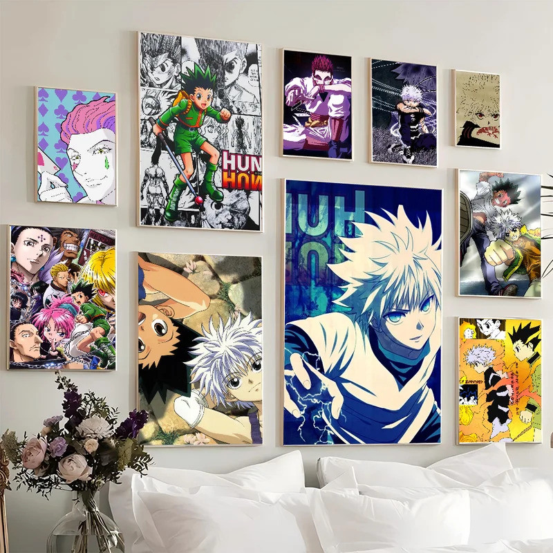 1PC Hunter X Hunter Anime Poster Movie Sticky Posters Retro Kraft Paper Sticker DIY Room Bar Cafe Ae
