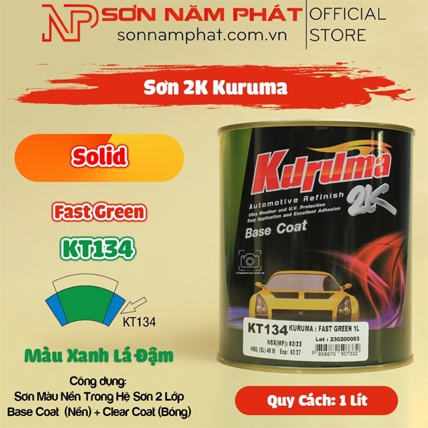 Sơn Kuruma 2K Màu Xanh Lá Đậm KT134 – Fast Green