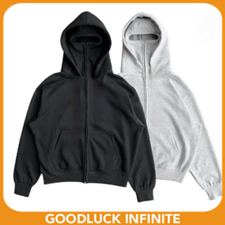 Boxy Form Ninja Zip Hoodie with 2 Balaclava Face Covers, Uni…