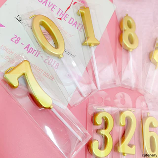 🛒 เทียน Happy birthday เทียนตัวเลข เทียนตัวเลขสีทอง 0-9 มีฐานรอง ตกแต่งเค้กวันเกิดใส่ทองชุบ ตัวเลข เทียนตัวเลขสีทอง