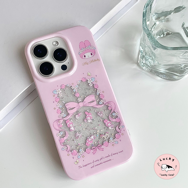 น่ารักเมโลดี้ลูกแมวกระต่ายหวานดอกไม้นุ่มเคส IPhone 11 17 13 16 15 12 14 Pro Max 7Plus 16 8 15 14 7 Plus XR XS X Max Air - รูปที่ 3