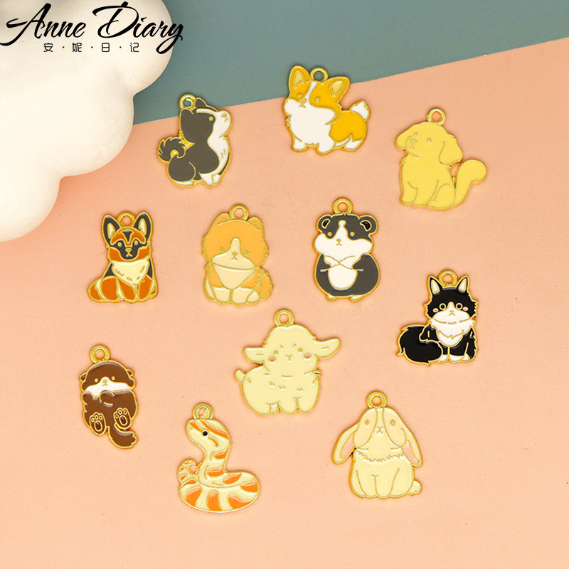 2 ชิ้น/ล็อต จี้โลหะผสมเคลือบสีการ์ตูนสัตว์น่ารัก สุนัข แมว อุปกรณ์เสริมสำหรับผู้หญิง จี้พวงกุญแจ/ต่างหู/สร้อยคอ ทำมือ DIY เครื่องประดับ 243