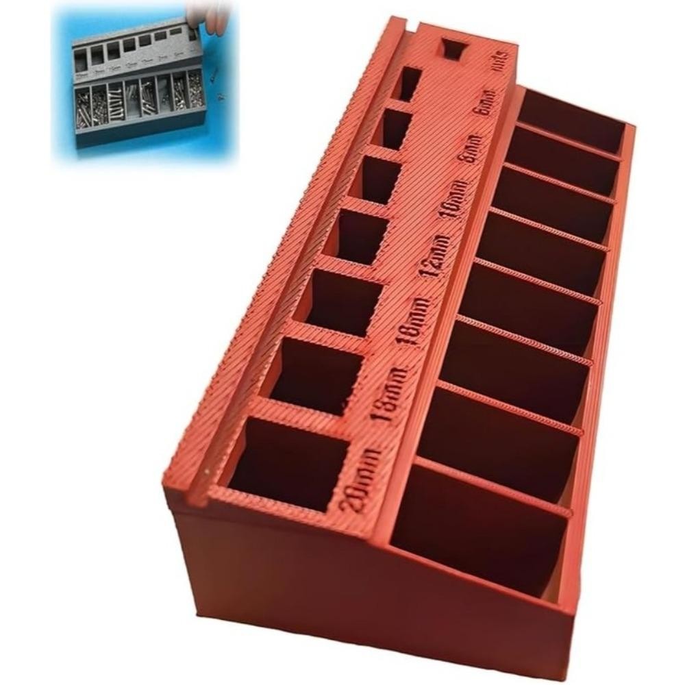 ROSE สกรูความยาว Sorter ถาด,แบบพกพา M3 Bolt Sorter, 7 ช่องวัดสกรูกล่องเครื่องมือ Organizer ฮาร์ดแวร์ขนาดเล็ก