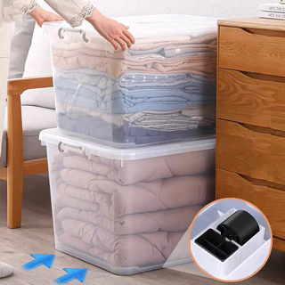 กล่องพลาสติก ใหญ่ กล่องเก็บของ กล่องพลาสติก ลังใส่ของ35-400# มีล้อ ความจุสูง