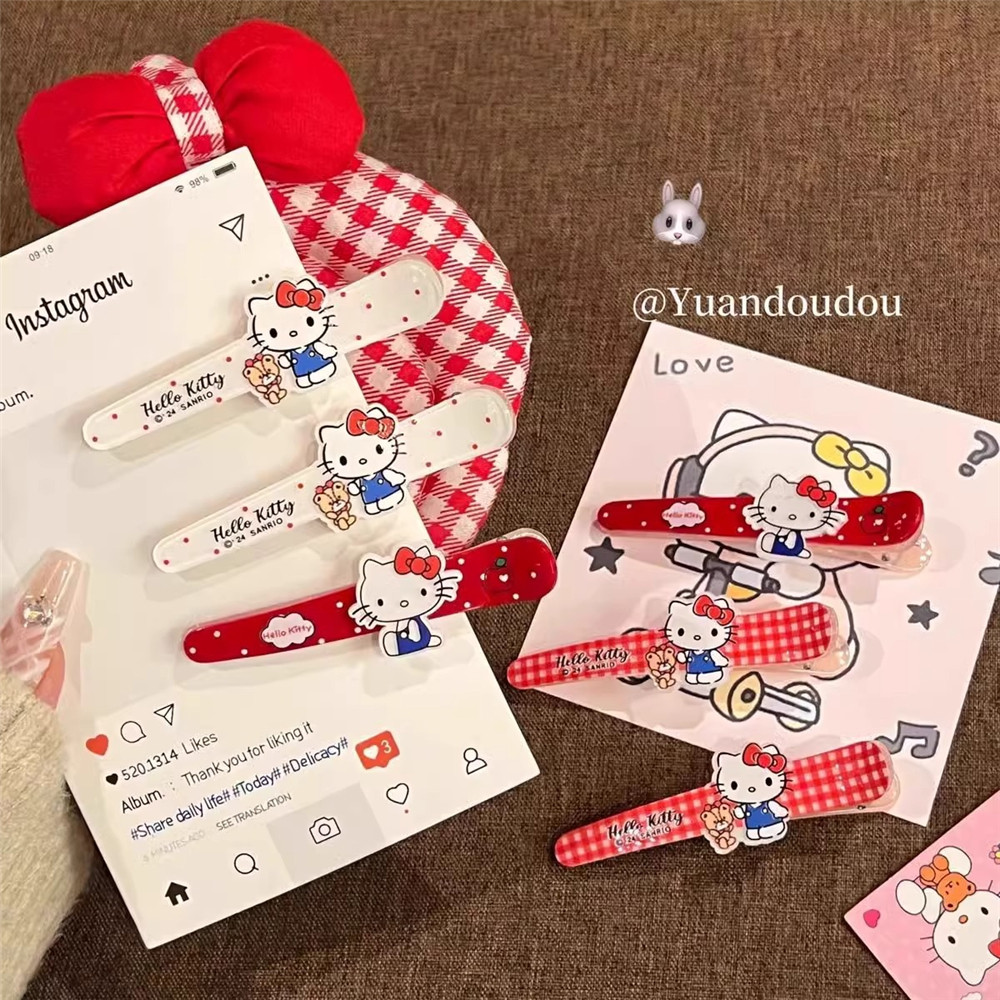 การ์ตูนน่ารักลายจุดลายสก๊อตคิตตี้ ใบเรียกเก็บเงินเป็ด คลิปสาวหวานเรียบคลิปปากแหลมเครื่องประดับผม - รูปที่ 5