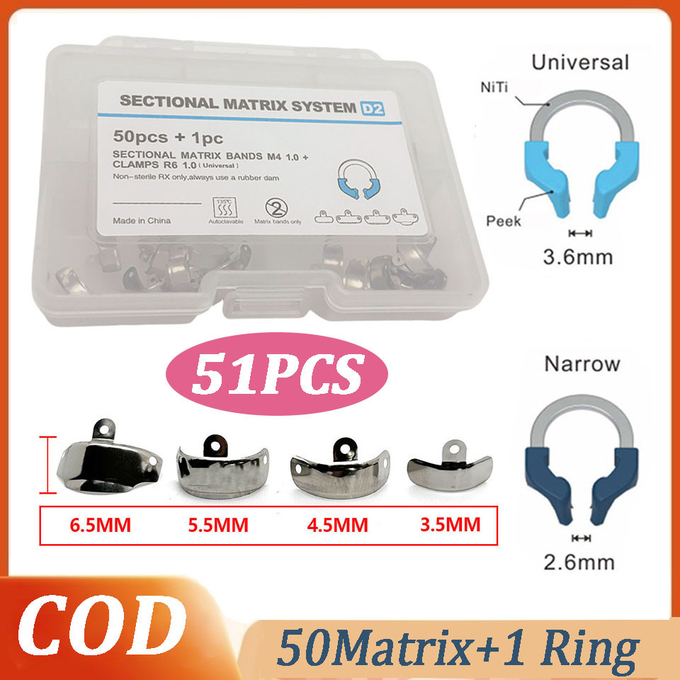 Dental Matrix Bands Clamp Sectional Contoured Matrix System โลหะ Matrices นิกเกิลไทเทเนียม Clamping แหวนเครื่องมือทันตกรรม