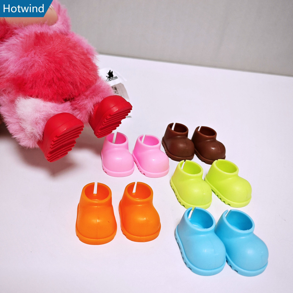 HW1 (ไม่มีตุ๊กตา) สําหรับ 17 ซม.labubu v1/v2/v3 macaron labu รองเท้าฝนรองเท้านั่ง party universal สีชมพูสีเหลืองรองเท้าตุ๊กตาอุปกรณ์เสริม DIY ตุ๊กตาของเล่น