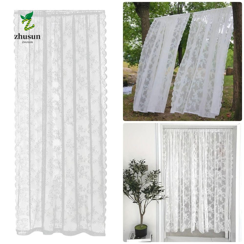 อุปกรณ์ ตกแต่งบ้าน ZHUSUN 1 ชิ้นลูกไม้ผ้าม่าน, 150x200 ซม.สีขาวผ้าม่านเชียร์,ทนทาน Rod กระเป๋าดอกไม้ปักโพลีเอสเตอร์หน้าต่างผ้าม่าน Shades ห้องนั่งเล่นตกแต่ง ราคาถูก