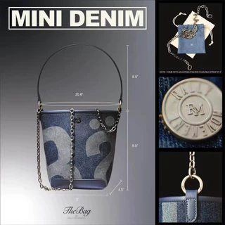 Rally The bag Mini denim - กระเป๋าผ้าเดนิมทรงถังไซส์มินิ (มีโซ่ครอสบอดี้)