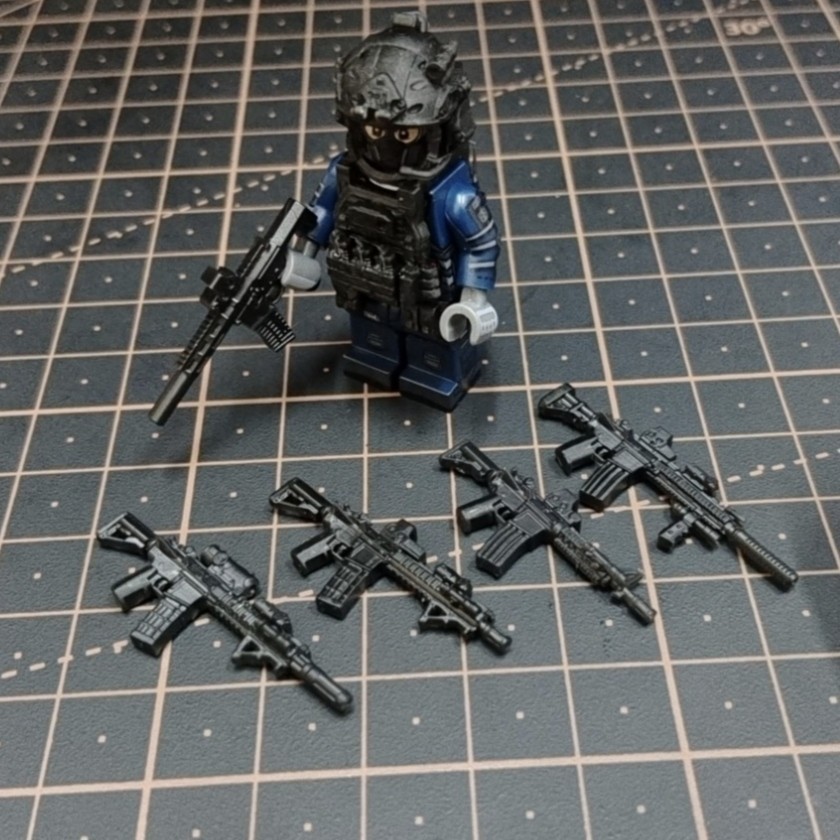 Ru Ruifeng Building Blocks Third Party Minifigure M4MK18AR US Army Weapon Pack Peace กินไก่กองกําลัง