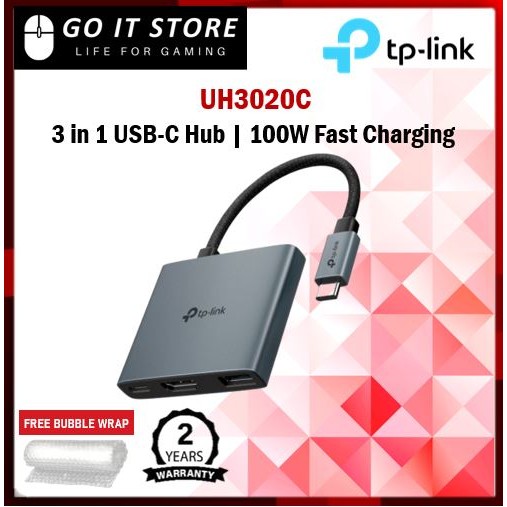 TP-LINK USB TYPE-C TYPE-C 3 IN 1 UH3020C อะแดปเตอร์ Plug & Play ใช้งานง่าย