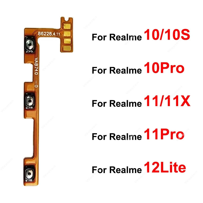 สําหรับRealme 10 11 Pro Plus 12 Lite 10S 11X 4G 5Gปุ่มปรับระดับเสียงเปิดปิดปุ่มด้านข้างFlex Cableอะไหล่