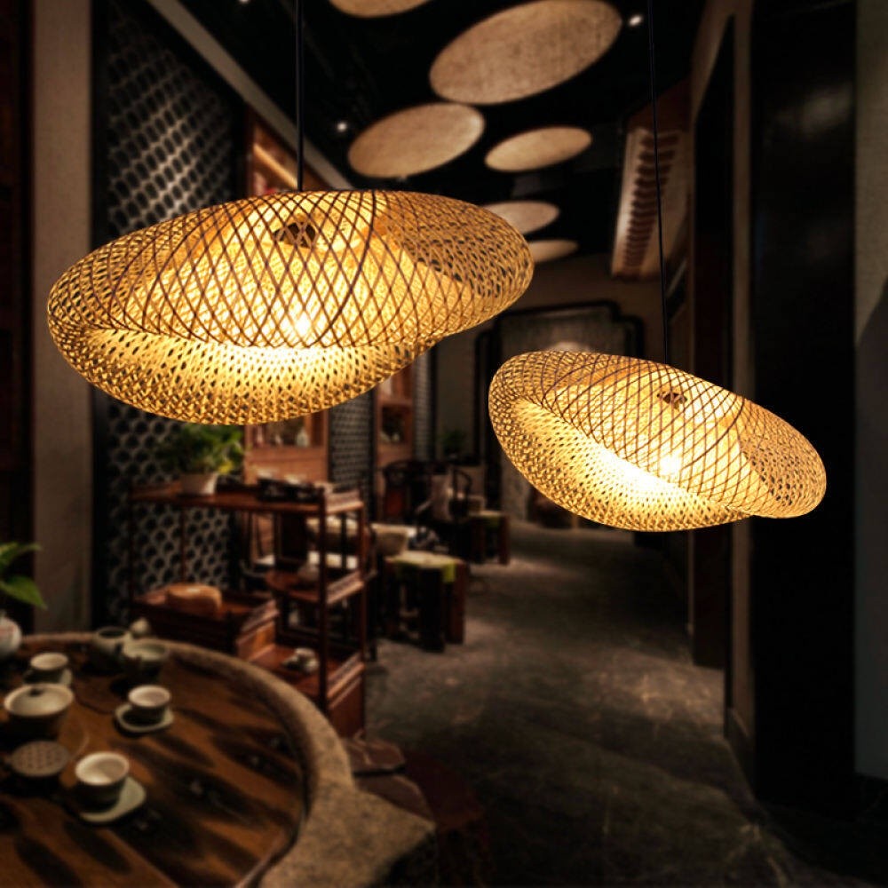 โคมไฟเพดาน โคมไฟระย้าไม้สไตล์ญี่ปุ่นโคม โคมไฟระย้าแบบทอ ตกแต่งร้านอาหาร แต่งบาร์คาเฟ่ ตกแต่งโรงแรม(พร้อมหลอดไฟ) - รูปที่ 3