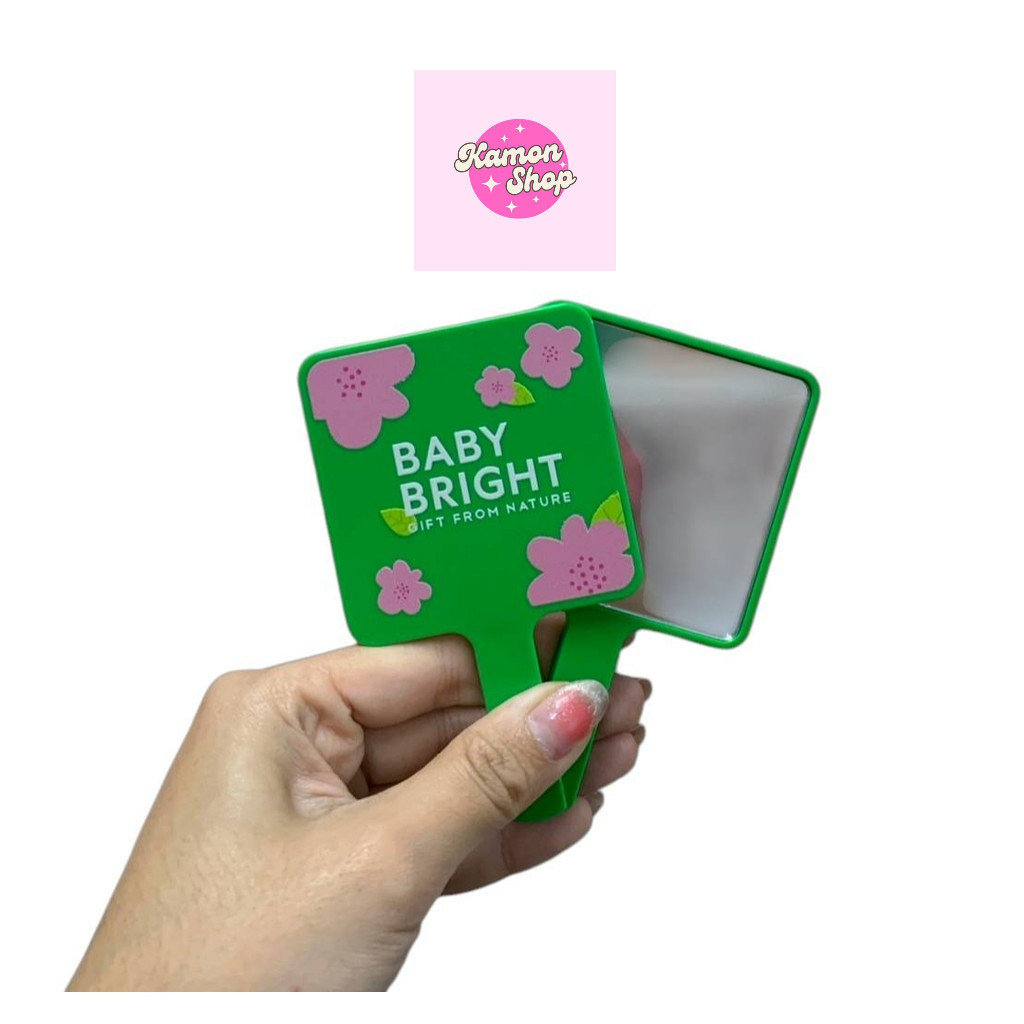 Baby Bright Flower Makeup Mirror กระจกแต่งหน้า กระจกพกพา ส่องหน้า มีด้าม อุปกรณ์แต่งหน้า – โปรปัง