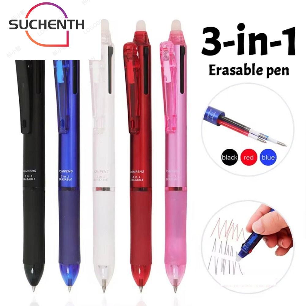 ซูเชนธ ปากกาเจล,เครื่องมือเขียนปากกาลบได้3-ใน-1,หมึกสีดํา/สีฟ้า/สีแดงสร้างสรรค์0.5มิลลิเมตรเคล็ดลับปากกาลูกลื่นของขวัญ