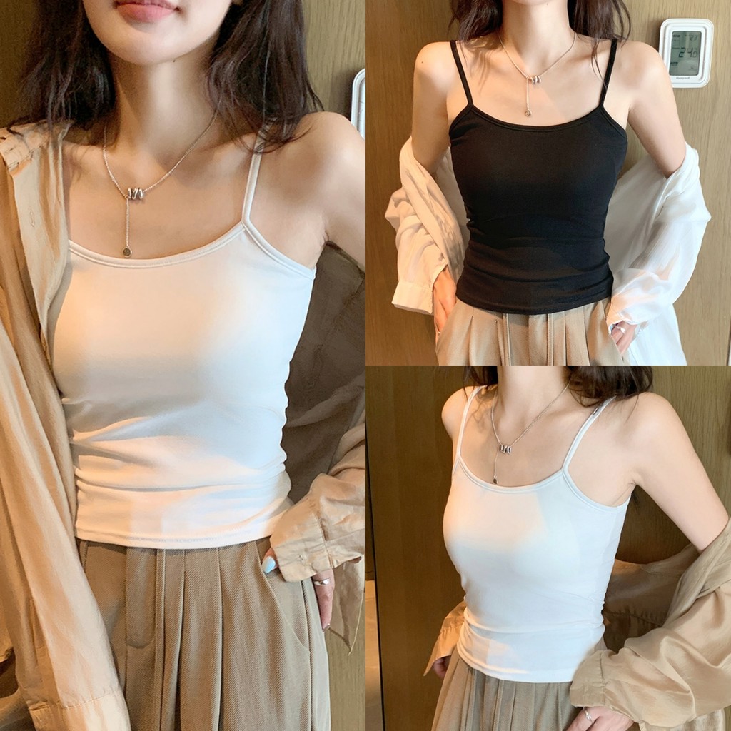 🤎Bonnie🤎เสื้อสายเดี่ยว สีพื้น ผ้านิ่ม slim fit  ใส่สบาย เสื้อซับใน ผู้หญิง สไตล์ลำลอง จัดส่งทันที