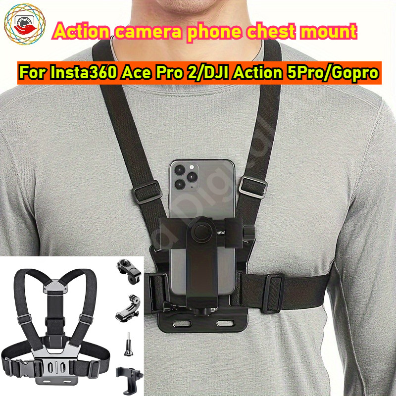 กล้องแอคชั่นแคมเมราโทรศัพท์ติดหน้าอกสําหรับ Insta360 Ace Pro 2 / DJI Action 5Pro / Gopro 13