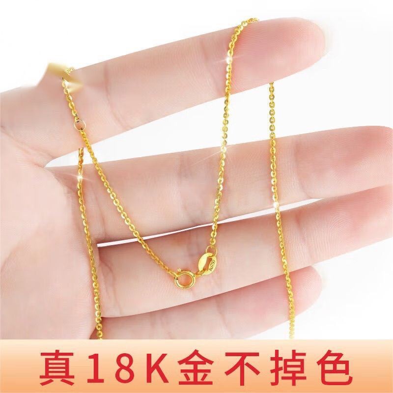 สร้อยคอทองคําขาวทอง 18k โซ่ธรรมดา Moissanite K Gold Clavicle Chain แฟลช O Chain