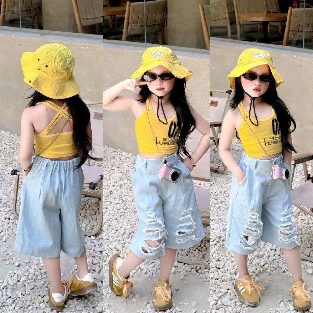 V68_ Yellow Jeans Set 07 เสื้อยืดผ้าฝ้าย 2 สาย