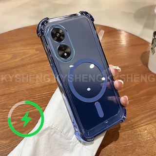 สําหรับ OPPO A17 A18 A38 4G A97 A17K เคสโทรศัพท์ TPU ชาร์จแม่เหล็กสี่มุม anti drop โปร่งใส soft shell WBQ