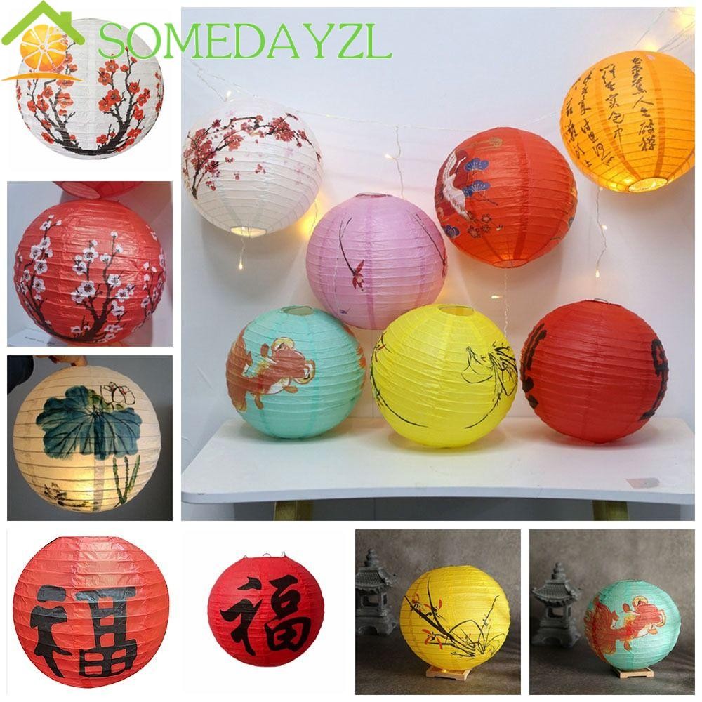 SOMEDAYZL โคมไฟกลางฤดูใบไม้ร่วง, โคมไฟกระดาษเรืองแสง, ถนนทํามือแบบแขวนสามมิติย้อนยุค