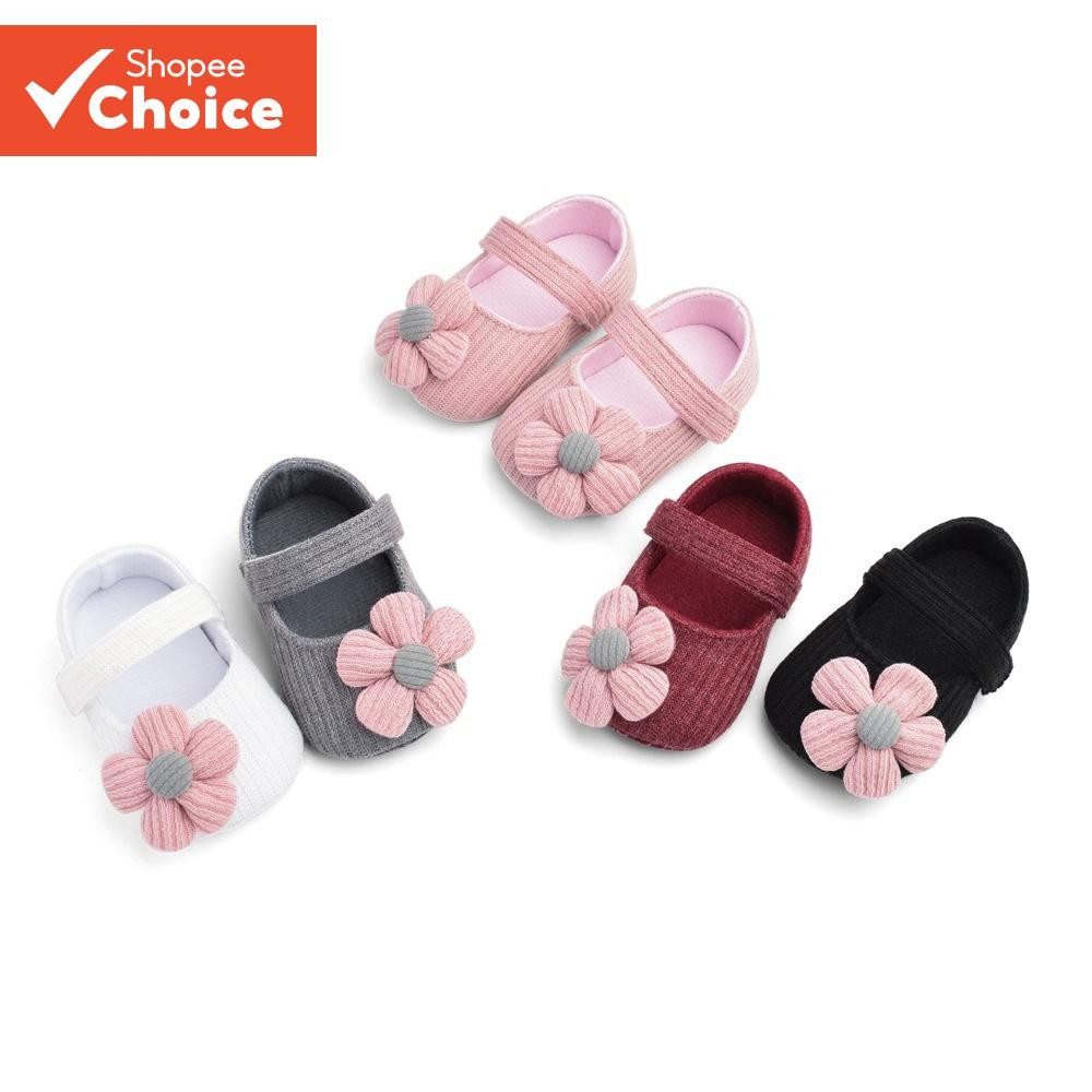 Princess รองเท้าเด็ก 12-36 เดือน Soft-Soled ดอกไม้ผ้าฝ้ายรองเท้าเด็กทารกเด็กผู้หญิงพร้อมสาย Velcro