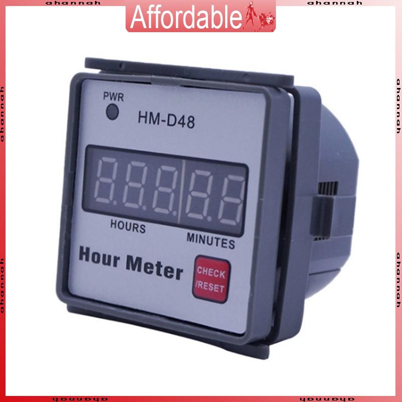 AH HM-D48 เครื่องวัดชั่วโมงแบบดิจิตอล 0‐999 99h Timer AC 220V สําหรับมอเตอร์เครื่องตัดหญ้า