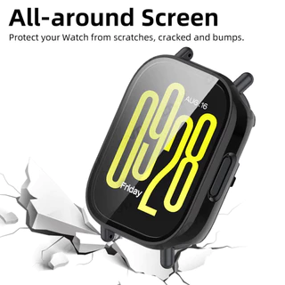 กรณีพีซีสายซิลิโคน 22มม for Redmi Watch 5 Active/Redmi Watch 5 Lite กระจกนิรภัยป้องกันหน้าจอฝากกันชนยางปล่อยอย่างรวดเร็ว