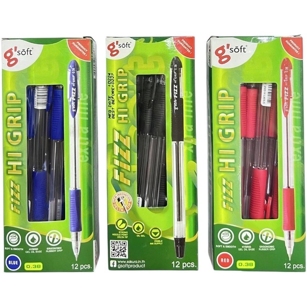 (ยกกล่อง 12 ด้าม) ปากกาลูกลื่น HI GRIP g'soft ขนาด 0.38 mm รูปที่ 4