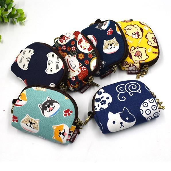 【พร้อมส่ง】Super bag กระเป๋าสตางค์ใส่เหรียญรูปแมวนำโชค ทรงครึ่งวงกลม ซิปรอบ น่ารัก เหมาะสำหรับผู้หญิง