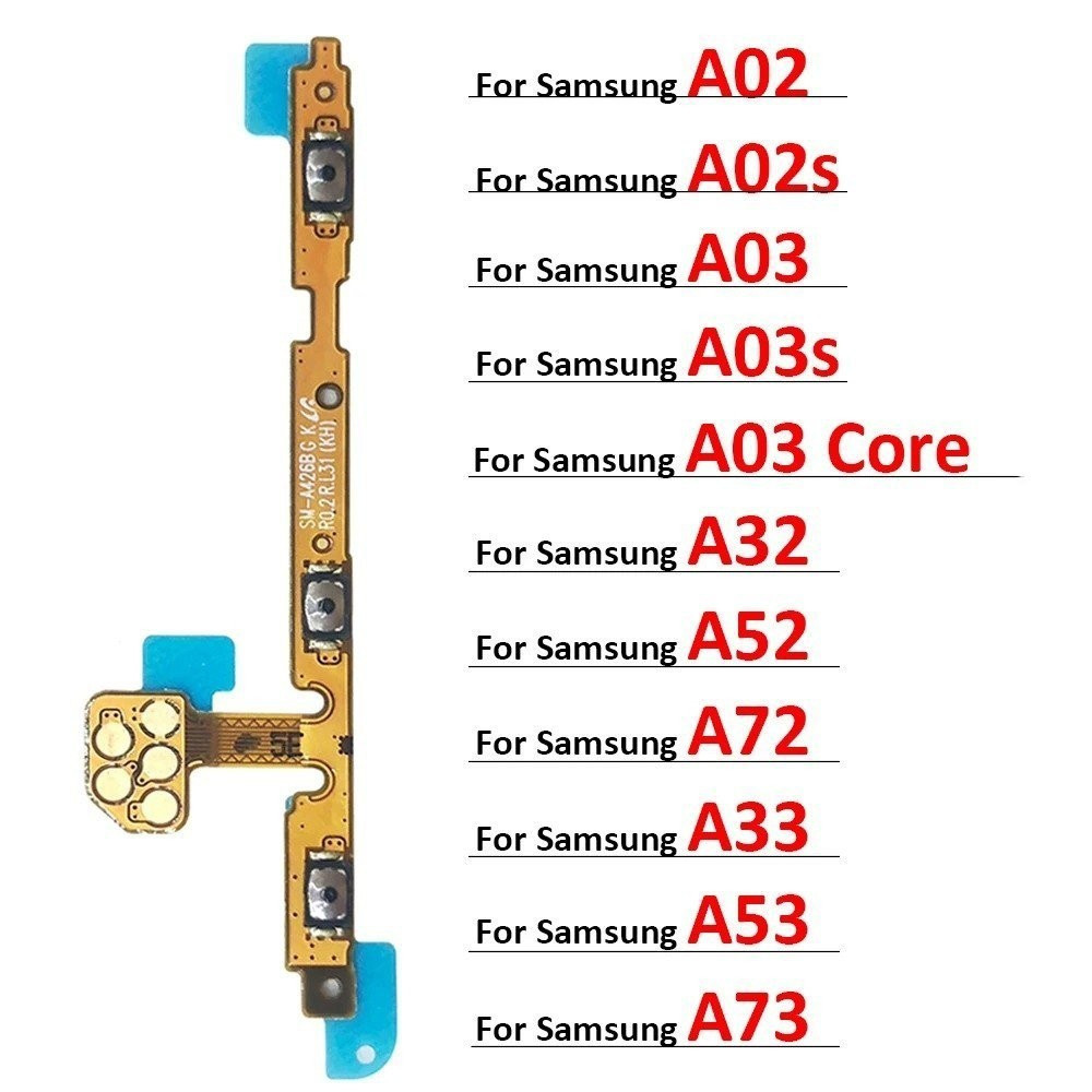 PAO3 & Power On Off Volume ปุ่มด้านข้าง Key Flex สําหรับ Samsung Galaxy A02 A02S A32 A52 A72 A03s A03 Core A13 A22 A33 A53 A73 4G 5G &