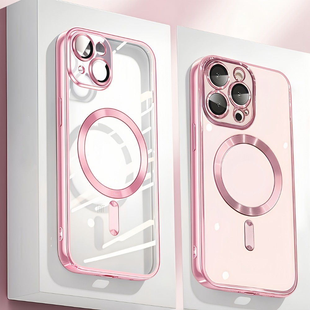 เคสโทรศัพท์โปร่งใสแบบแม่เหล็กเคลือบด้วยไฟฟ้าหรูหราเหมาะสําหรับ ไอโฟน 11 12 13 14 15 16 มือโปร สูงสุด บวก