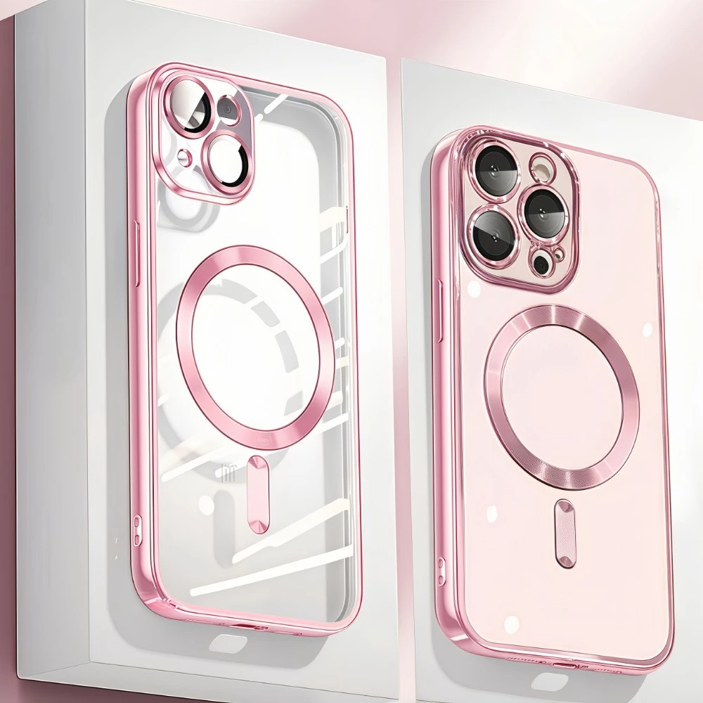 เคสโทรศัพท์โปร่งใสแบบแม่เหล็กเคลือบด้วยไฟฟ้าหรูหราเหมาะสําหรับ ไอโฟน 11 12 13 14 15 16 มือโปร สูงสุด บวก