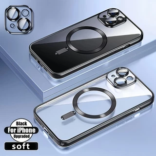 เคสโทรศัพท์โปร่งใสแบบแม่เหล็กเคลือบด้วยไฟฟ้าหรูหราเหมาะสําหรับ ไอโฟน 11 12 13 14 15 16 มือโปร สูงสุด บวก