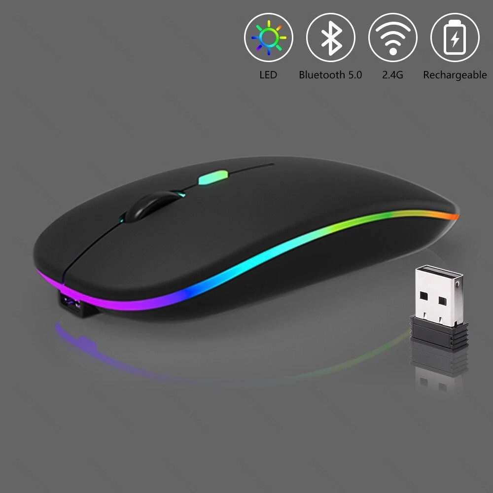 เมาส์ไร้สาย Dual Mode 2.4Ghz USB + Bluetooth มีไฟ LED thumbnail 5