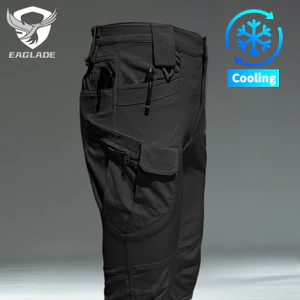 EAGLADE กางเกงคาร์โก้ยุทธวิธีสำหรับผู้ชาย สีดำ ทรงสลิม핏 ยืดได้ กันน้ำ IX7 Stretch A01