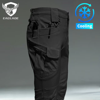 EAGLADE กางเกงคาร์โก้ยุทธวิธีสำหรับผู้ชาย สีดำ ทรงสลิม핏 ยืดได้ กันน้ำ IX7 Stretch A01