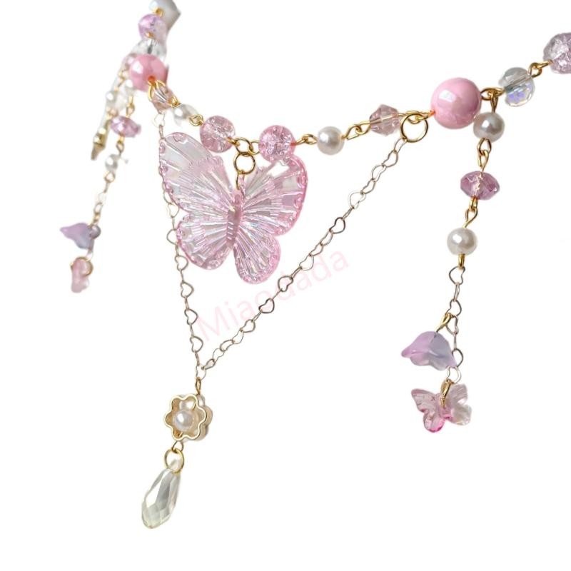 MDD แฟชั่นลูกปัดสร้อยคอลมุกล่ามโซ่ปรับได้