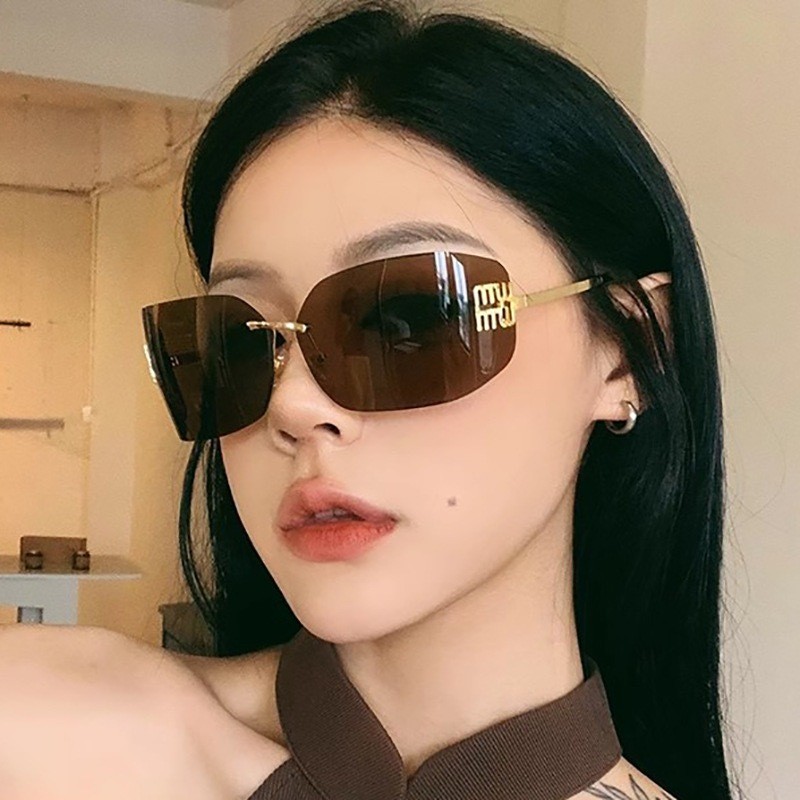 Luxury แว่นกันแดดผู้หญิงป้องกันรังสียูวีไม่มีขอบ - 777MW ครบชุด