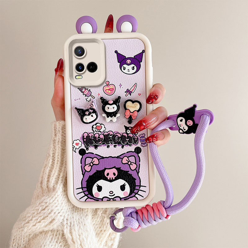 สําหรับ Vivo T1x 4G ปลอก 3D น่ารักการ์ตูนหูหนังเลนส์ป้องกันซิลิโคนปกอ่อนพร้อมจี้