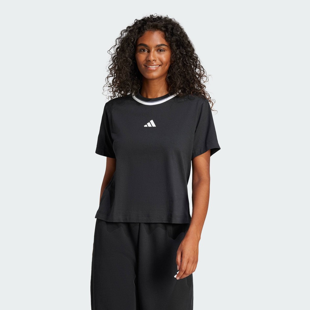 adidas Lifestyle Essentials Color Pop Cotton Tee Women Black JD5551