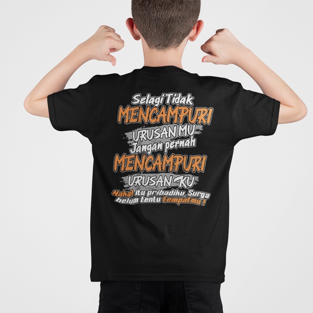 เสื้อยืดเด็กมีคําหน้าและหลัง motif IS NOW NOW NOW MIXING