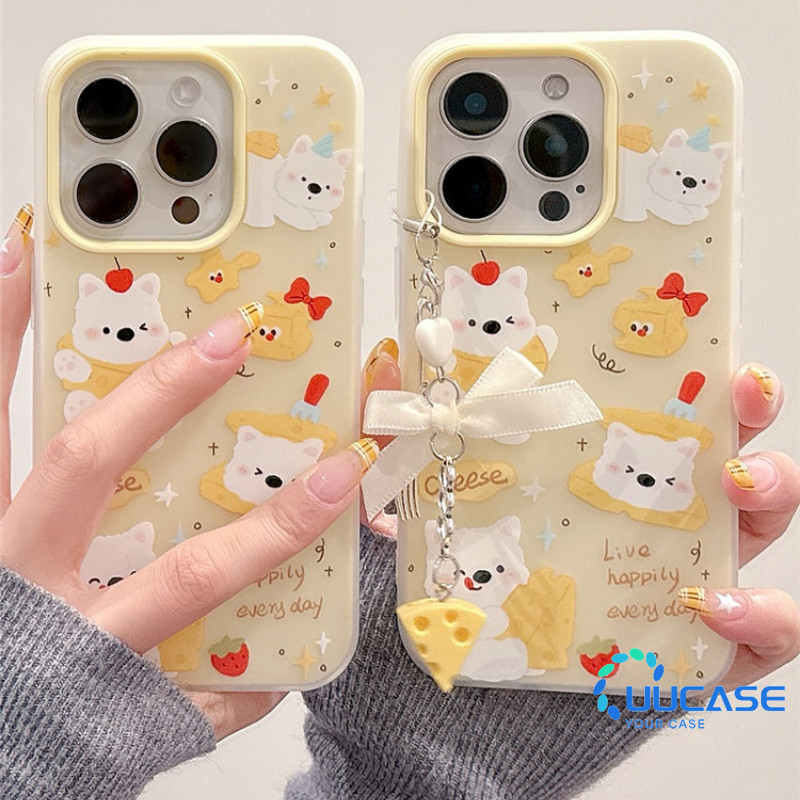 สตรอเบอร์รี่สุนัขสําหรับiPhone 16 15 14 13 12 11 Pro Max X XR XS Maxหมีเคสโทรศัพท์น่ารักการ์ตูนปกอ่อนGDE