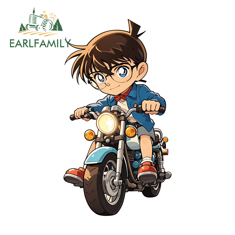EARLFAMILY นักสืบ Conan Ride รถจักรยานยนต์รถสติกเกอร์ที่น่าสนใจ Occlusion Scratch โฮสต์แก้ว Tumbler PVC Decal Artistic Creative Graffiti