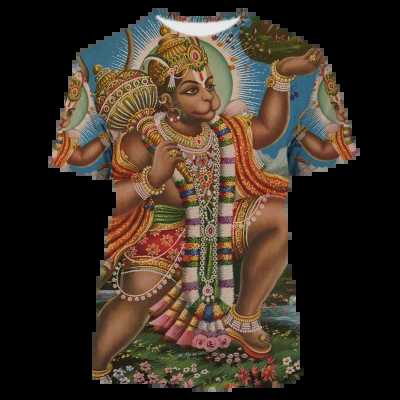 3D Hindu พระเจ้าพระศิวะพิมพ์พระพิฆเนศกราฟิก T เสื้อหนุมาน Casual Men เสื้อยืด Vintage Tops 90s ความง