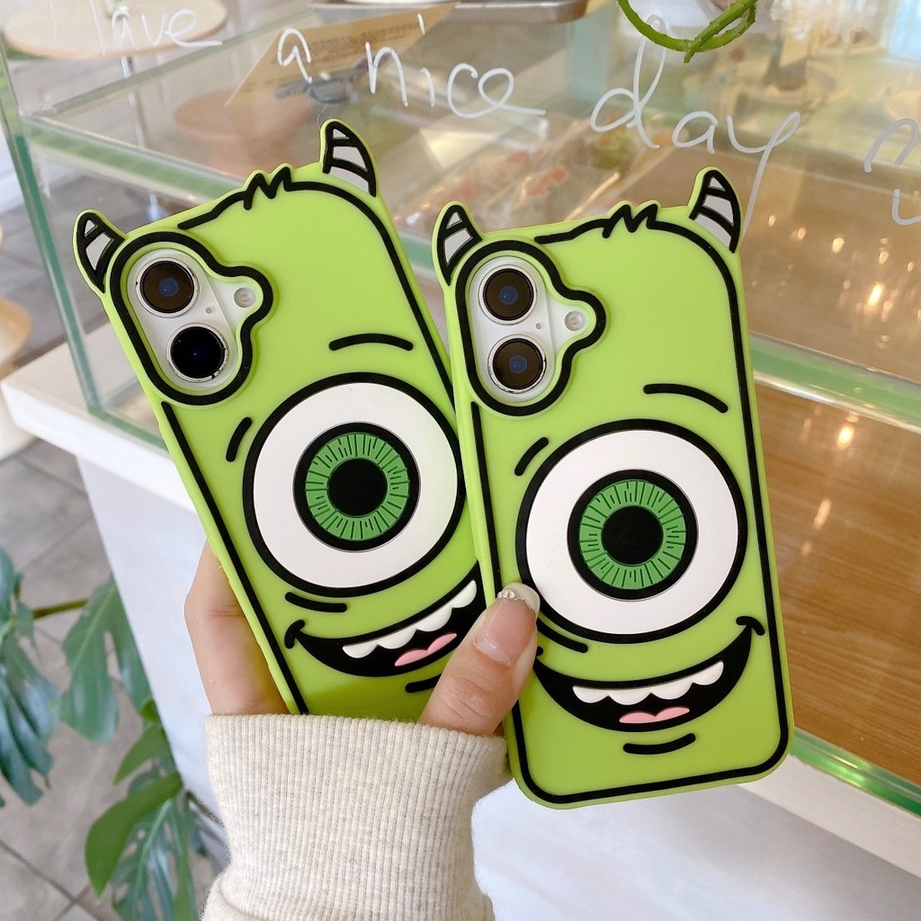 สําหรับ iphone 16 15 14 13 pro 3D Big eyed น่ารักบทคัดย่อ Soft เคสซิลิโคน