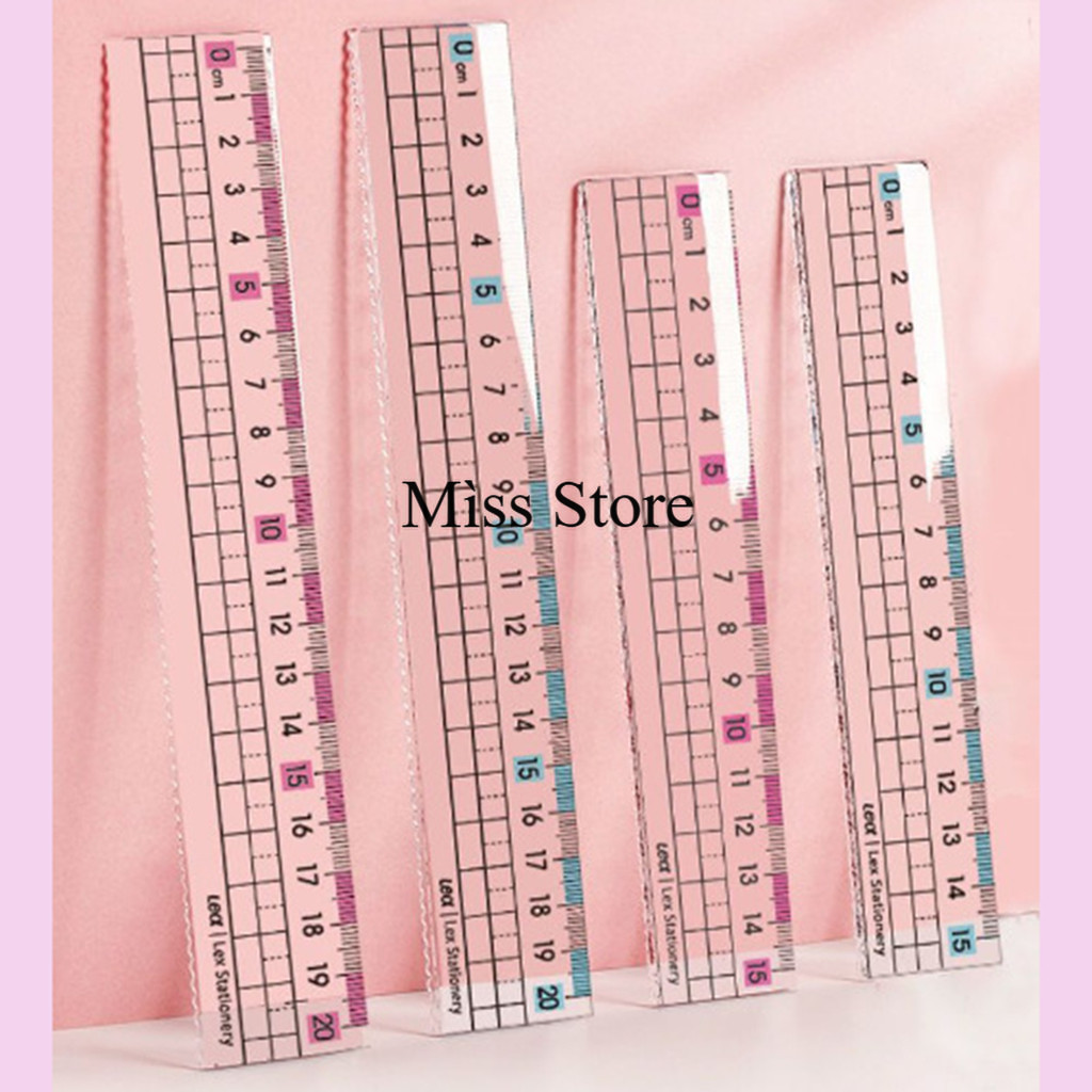 ไม้บรรทัดอะคริลิคใส มีแถบสีช่วยป้องกันสายตาสั้น มี 3 ขนาด 15/18/20CM อุปกรณ์เครื่องเขียน พร้อมจัดส่ง
